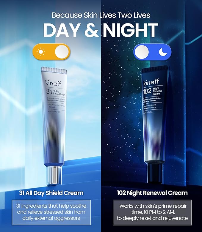 Dermacycle Program All-day & Night 2-Pack Cream for Face, 31 All-Day Shield Cream & 102 Night Renewal Cream, Centella Asiatica and Niacinamide, Korean Skincare (New Package)-FemmiqueWomen