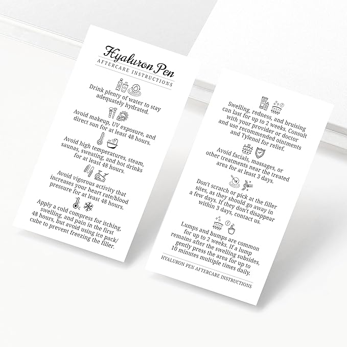 100 Pack - Premium Hyaluron Pen Lip Filler Aftercare Instructions Card 2 x 3.5" Accessories Supplies Kit Care - HP07A100_N-FemmiqueWomen