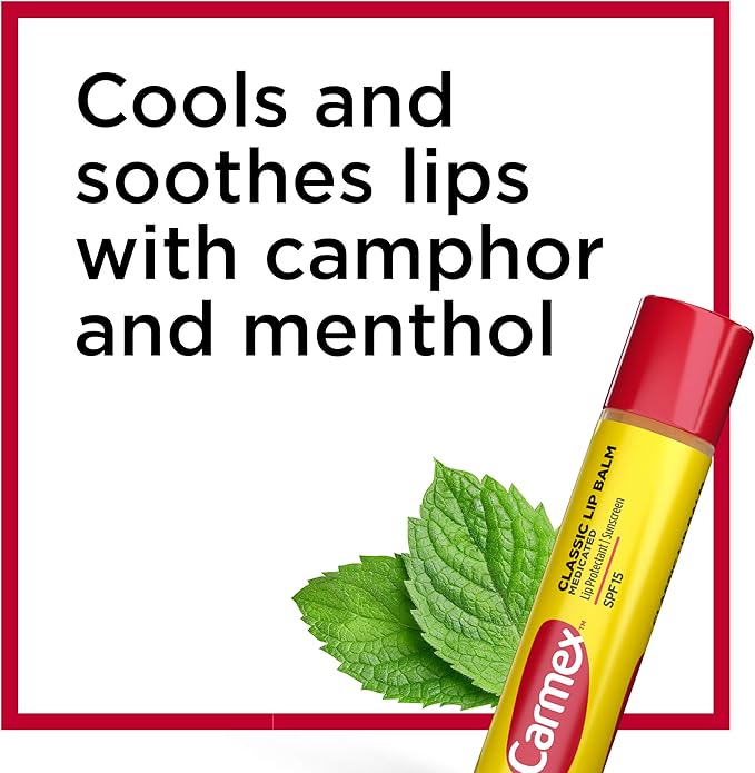 Carmex Classic Medicated Lip Balm Sticks, Lip Moisturizer for Chapped Lips, 9 Count (3 Packs of 3)-FemmiqueWomen