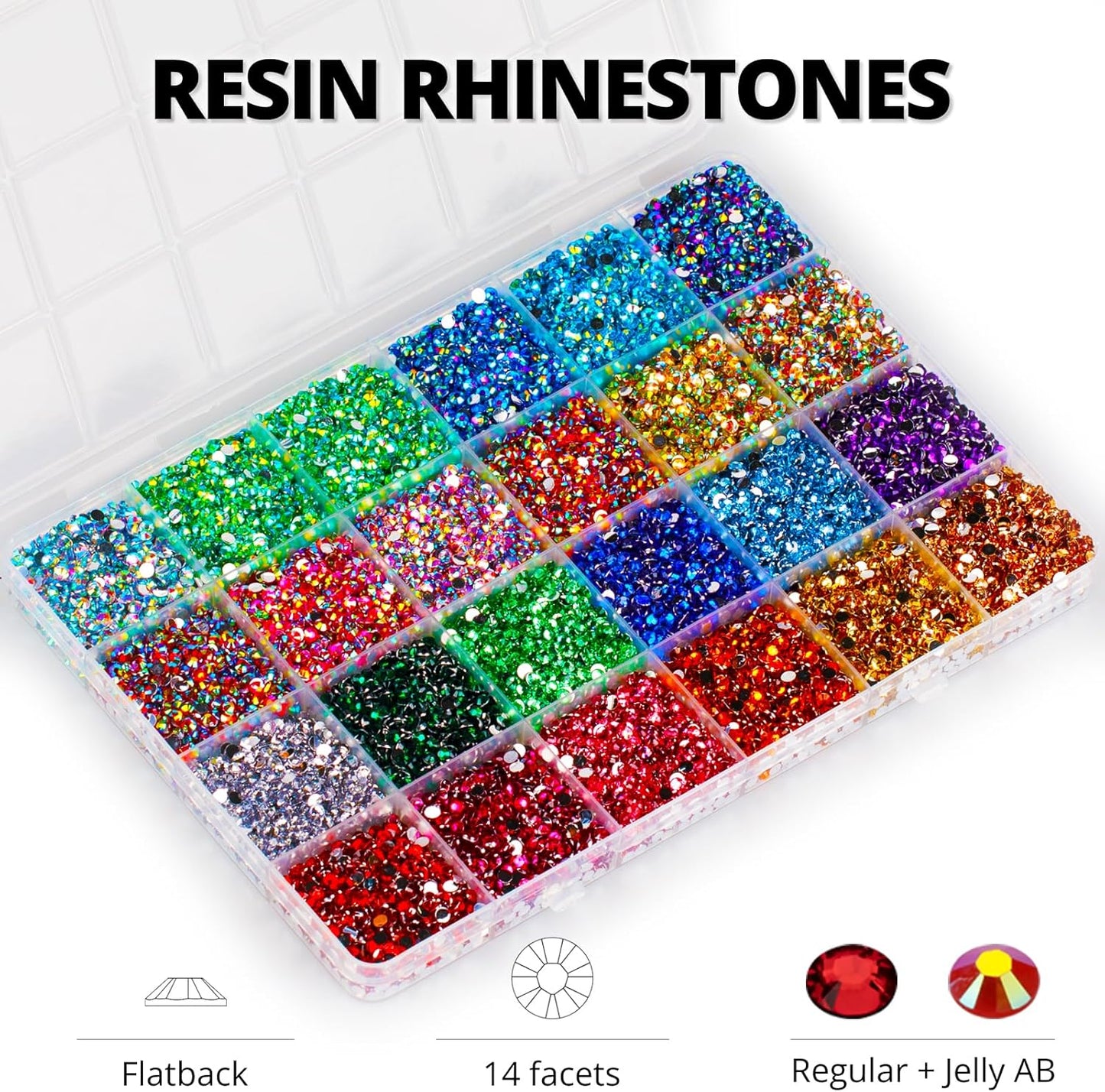 30000Pcs Resin Rainbow Colorful Rhinestones for Crafting Bedazzling, Assorted Color 3mm Flatback Bulk Gems for Crafts Clothing Shoes Fabric Nails, Flat Back Small ab Crystal with 3Pcs 10ml b7000 Glue-FemmiqueWomen