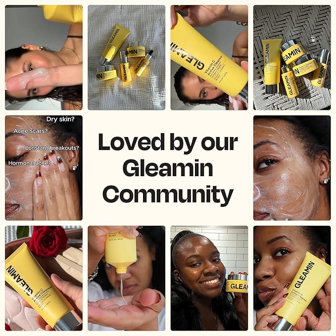 Gleamin Vitamin C Face Wash & Facial Cleanser - Cream to Foam 2% Salicylic Acid Cleanser with Paw Paw & Turmeric - Gentle Exfoliating Facewash for Women & Men, Oily & Combination Skin, 3.4 fl oz-FemmiqueWomen