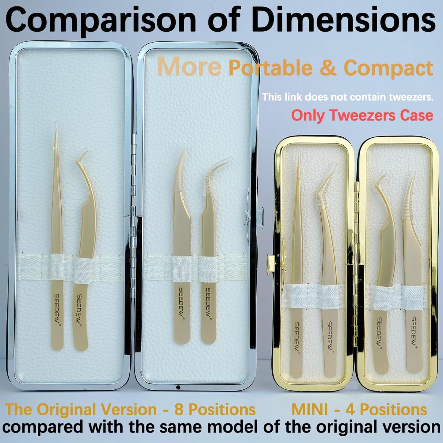 Lash Tweezers Organizer, Small Portable 4 Positions Soft PU Leather Rounded Corners, Eyelash Extension Tweezers Bag, Individual Storage Case Box for Tweezers, Slender Small Tools(White), White-FemmiqueWomen