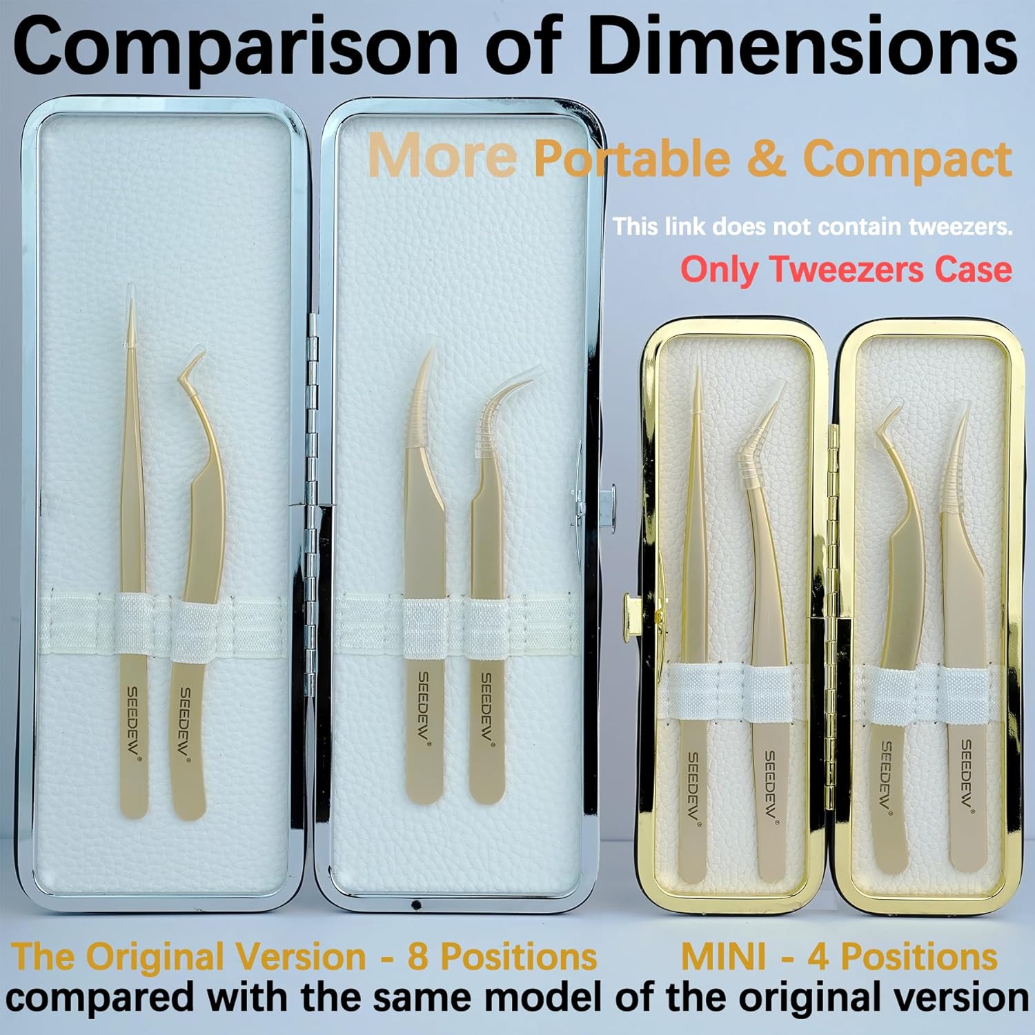 Lash Tweezers Organizer, Small Portable 4 Positions Soft PU Leather Rounded Corners, Eyelash Extension Tweezers Bag, Individual Storage Case Box for Tweezers, Slender Small Tools(White), White-FemmiqueWomen