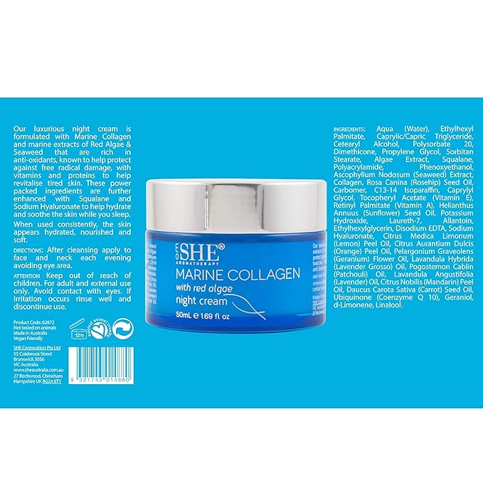 Om She Aromatherapy Marine Collagen with Red Algae Night Cream-FemmiqueWomen