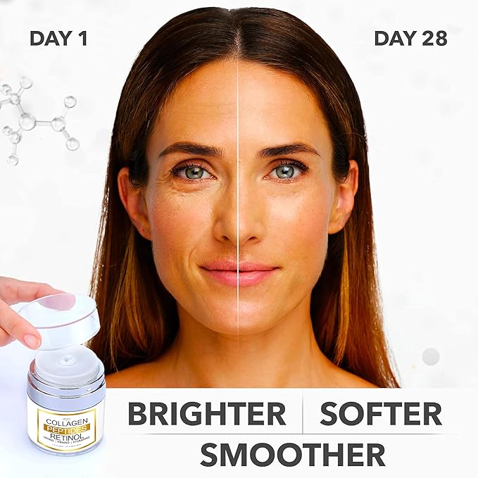 Retinol Cream for Face with Collagen, Peptides - Anti Aging Wrinkle Cream for Women and Men - Day-Night Facial Moisturizer with Hyaluronic Acid - Tightening and Skin Firming - Neck & Décolleté-FemmiqueWomen