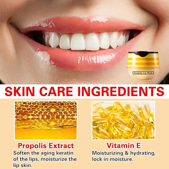 2 Pcs Lip Balm Honey Pot Lip Treatment Overnight Lip Sleeping Balm Strawberry Honey Pot lip Mask Moisturizing Exfoliating Prevent Dry & Cracked Diluting Lip Lines (Honey & Strawberry)-FemmiqueWomen