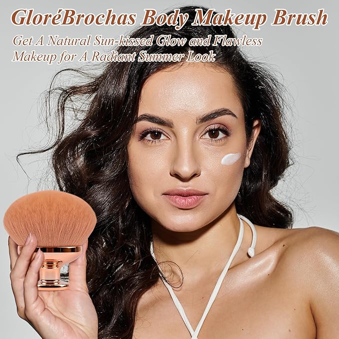 Blend & Blur Extra Large Body Makeup Brush for Self Tanner,GloréBrochas Leg Makeup & Bronzer Self Tan Applicator, 90MM Wide Round Head Kabuki Brush For Application (Rose-Gold)-FemmiqueWomen