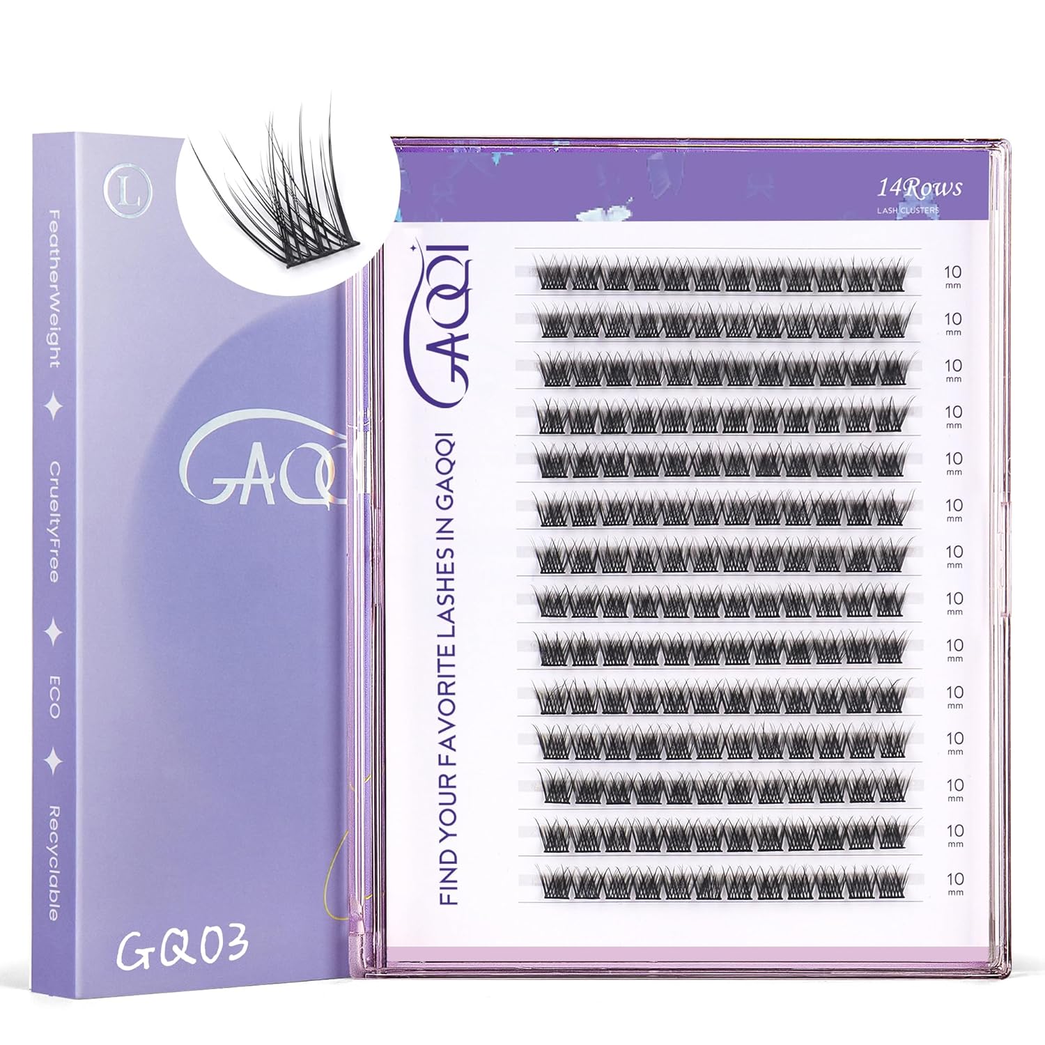 GAQQI Lash Clusters, GQ03 False Eyelashes DIY Lash Extensions D Curl 168PCS Cluster Lashes 10MM, Wispy and Natural Lash Wisps (GQ03,10mm,D Curl)-FemmiqueWomen
