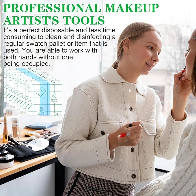 100 Pieces Makeup Hand Palette Single Use Makeup Mixing Palette Professional Makeup Artist Must Haves Disposable Transparent Waterproof Cosmetic Tray Adhesive Tape for Women and Girls-FemmiqueWomen