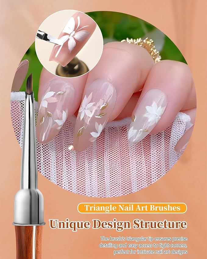 2Pcs Nail Art Brush Set, Multi-Functional 3D Nail Pen for Gel Extensions, Builder Nail Gel Design and Home DIY Manicure (Wood Color)-FemmiqueWomen