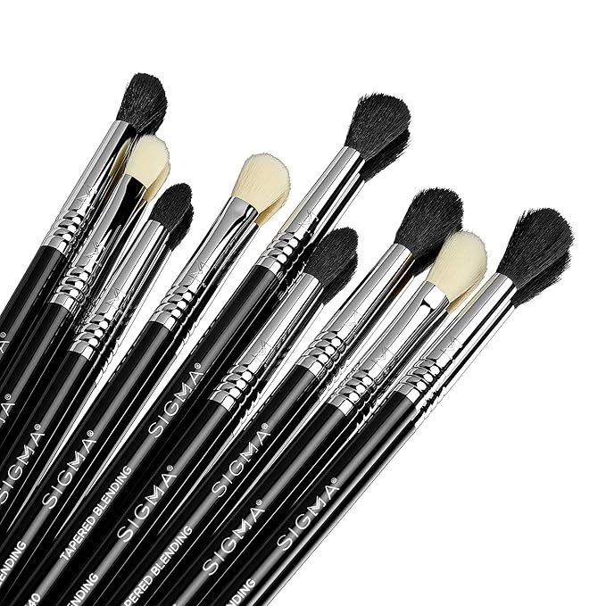 Sigma Beauty Deluxe Blending Brush Set – Professional Grade Eyeshadow Brush Set with 9 Full Size Blending Brushes Featuring Extra Soft Fibers for Precise, Controlled, & All-Over Eyeshadow Blending-FemmiqueWomen