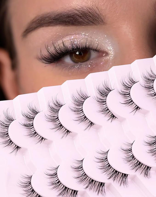 Cat Eye Lashes Natural Fake Lashes Demi Wispies Eyelashes Natural Look Lashes Wispy False Eyelashes Fox Eye Strip Lashes 7 Pairs-FemmiqueWomen