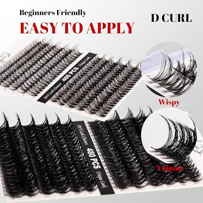 Lash Clusters 480 Clusters 60D 80D Thick Eyelash Extension 30D 40D Individual Eyelashes D Curl 11-20mm False Eyelash Multi-Style DIY Lash Extensions for Beginners(30D-80D-D, 11-20MIX)-FemmiqueWomen
