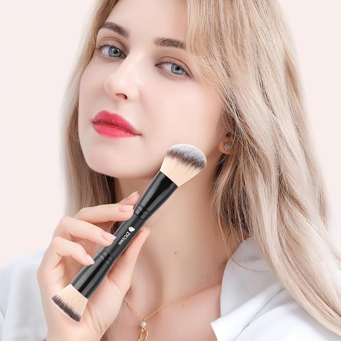 DUcare Makeup Brushes Duo End Foundation Contour Powder and Buffer Brush Bronzer Double Makeup Brush Set 2Pcs black-FemmiqueWomen