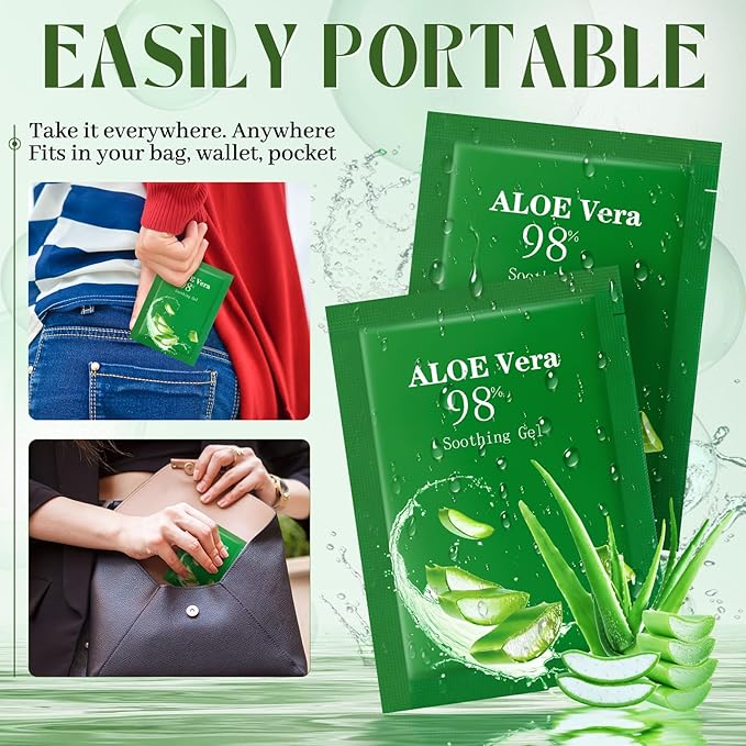 30 Pcs Aloe Vera Gel Bulk Travel Size Soothing Gel 98% Organic Aloe Vera Moisturizer for Skin and Hair Face Moisturizer for Sunburns Relief, Razor Burns, DIY Skincare-FemmiqueWomen