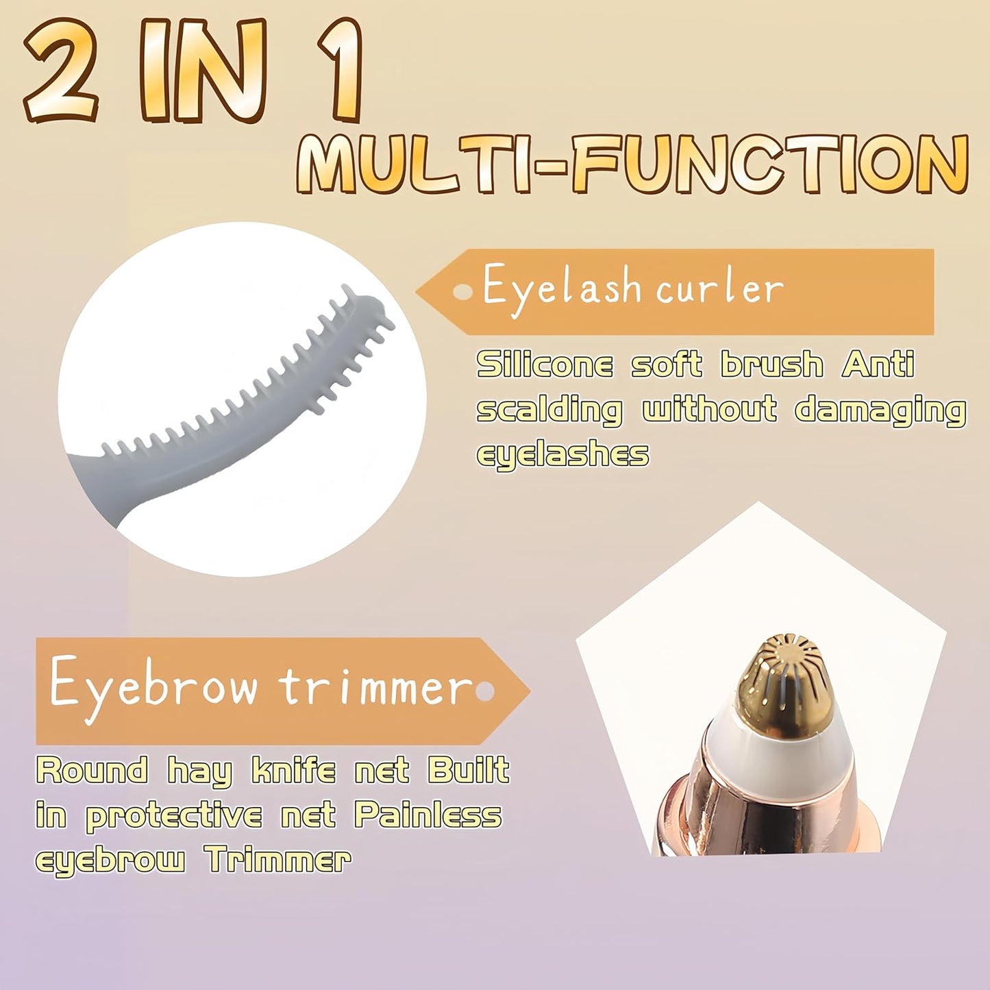 2025 Upgraded Heated Eyelash Curler - 2-in-1 USB Rechargeable Electric Eyelash Curler & Eyebrow Trimmer, Fast Heating in 6s, Anti-Burn Design, 24H Long-Lasting Effect, Gift for Women (Pink)-FemmiqueWomen