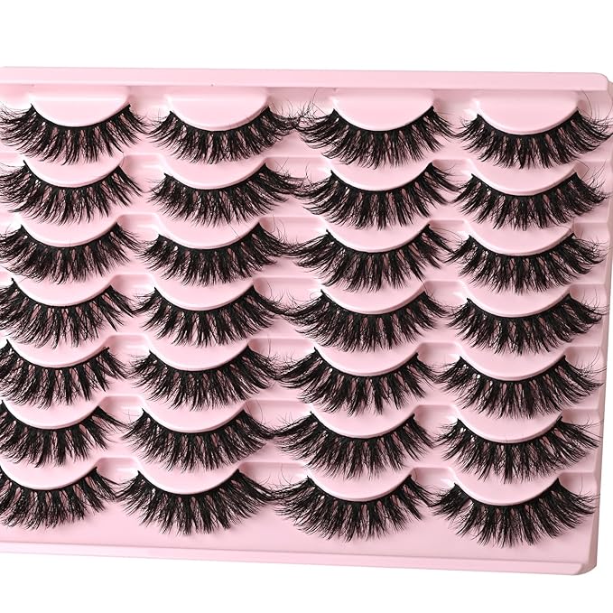 FARRED Cat Eye Lashes Fluffy False Eyelashes 14 Pairs Fake Eyelashes Natural Look Short Natural Lashes Cateye Lash Wispy Volume Eyelash Faux Mink Strip Lashes Pack for Daily Makeup (F27 | 9-17mm)-FemmiqueWomen