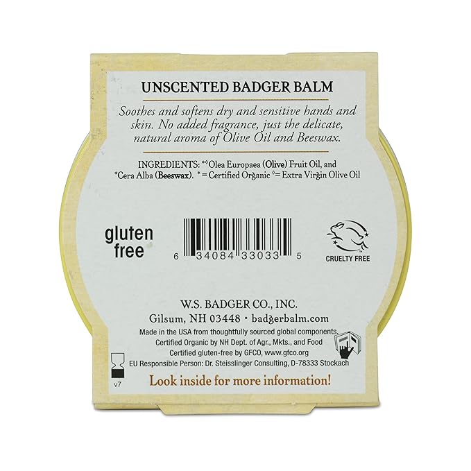 Badger - Unscented Dry Skin Balm, Sensitive Skin Balm, Moisturizing Balm for Dry Cracked Skin, Unscented Balm, Skin Moisturizer Balm, 2 oz (3 Pack)-FemmiqueWomen