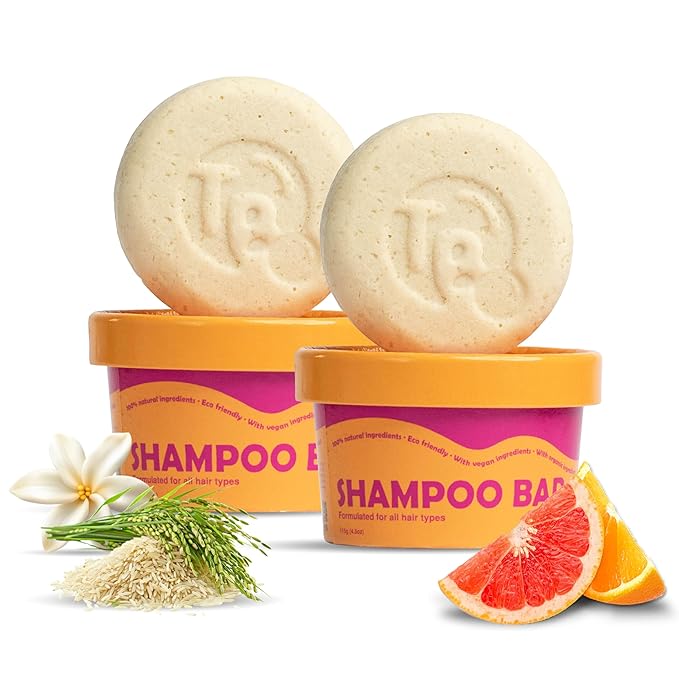 Vitamin B5 + Citrus Essential Oils Shampoo Bar – Dry shampoo for Hair Care - Women & Men – Strengthens Damaged Hair – Natural, Paraben & Sulfate-Free – All Hair Types – Made in USA – 4.5oz (Pack of 2)-FemmiqueWomen