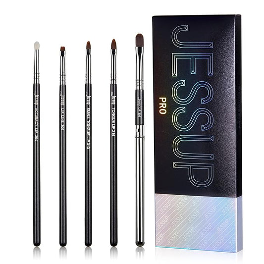 Jessup Lip Brush Set, Professional Lip Makeup Brushes for Lipstick Streak-Free Contour Define and Accentuate, Premium Synthetic Hair, 5pcs T325-FemmiqueWomen
