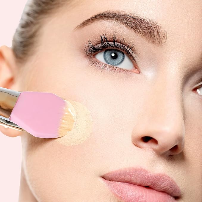 StansOut Ultimate Complexion Bundle: Liquid Foundation Brush, Makeup Brushes for Liquid, Cream, Stick Foundation - Flat, Round, Blender Brushes - 101 Contoured, 108 Straight - Long-Lasting-FemmiqueWomen