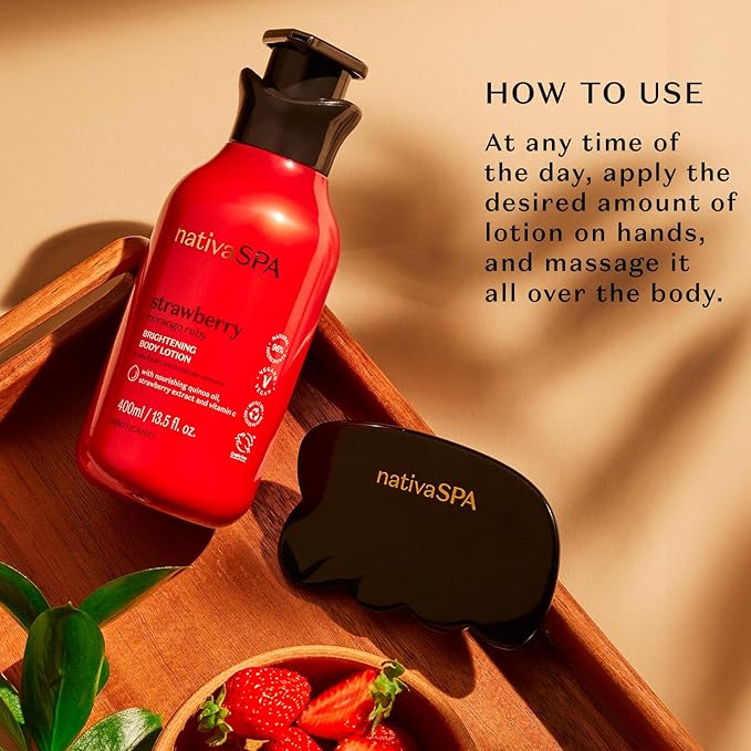 Nativa SPA by O Boticário, Ruby Strawberry Antioxidant Body Lotion, Brightening Vitamin C and Nourishment for Radiant Skin, 13.5 Ounce-FemmiqueWomen