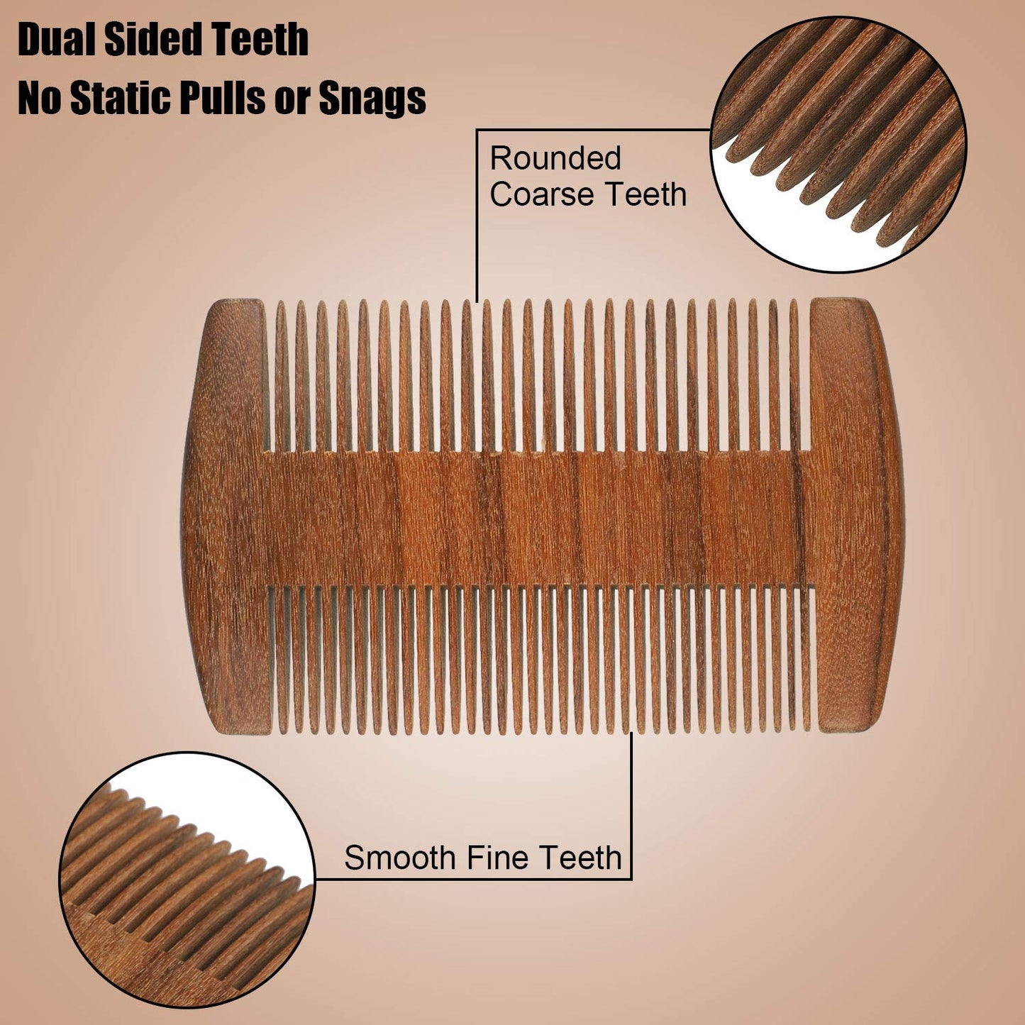 3 Pieces Beard Comb for Men Natural Sandalwood Wooden Mustaches Combs-FemmiqueWomen