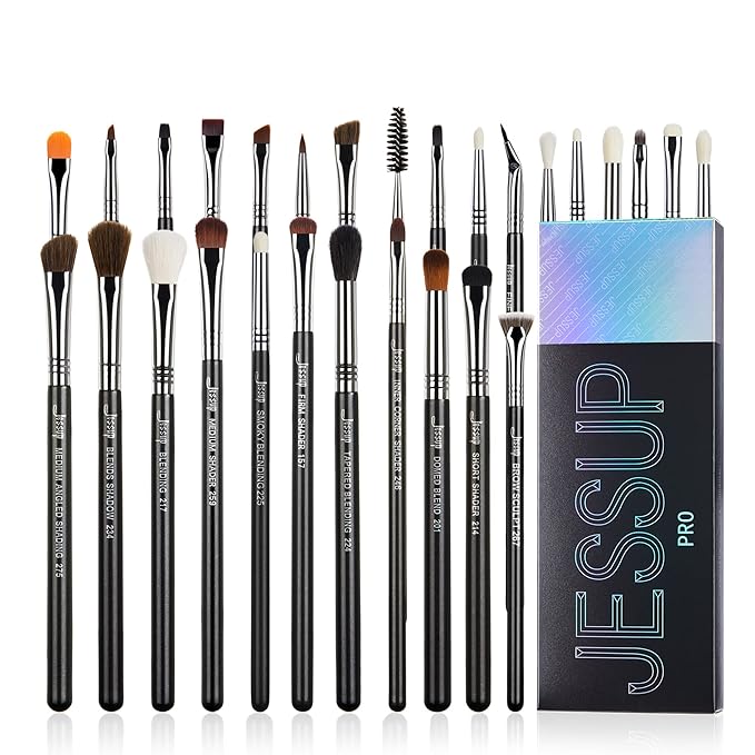 Jessup Eye Makeup Brushes Set Professonal 28pcs Premium Synthetic Eyeshadow Brush Eyeliner Brush Eyebrow Brush Blending Brush for Makeup Black T341-FemmiqueWomen