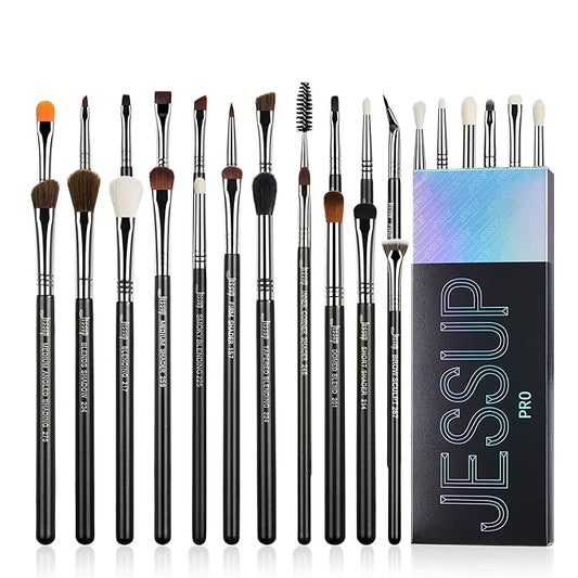 Jessup Eye Makeup Brushes Set Professonal 28pcs Premium Synthetic Eyeshadow Brush Eyeliner Brush Eyebrow Brush Blending Brush for Makeup Black T341-FemmiqueWomen