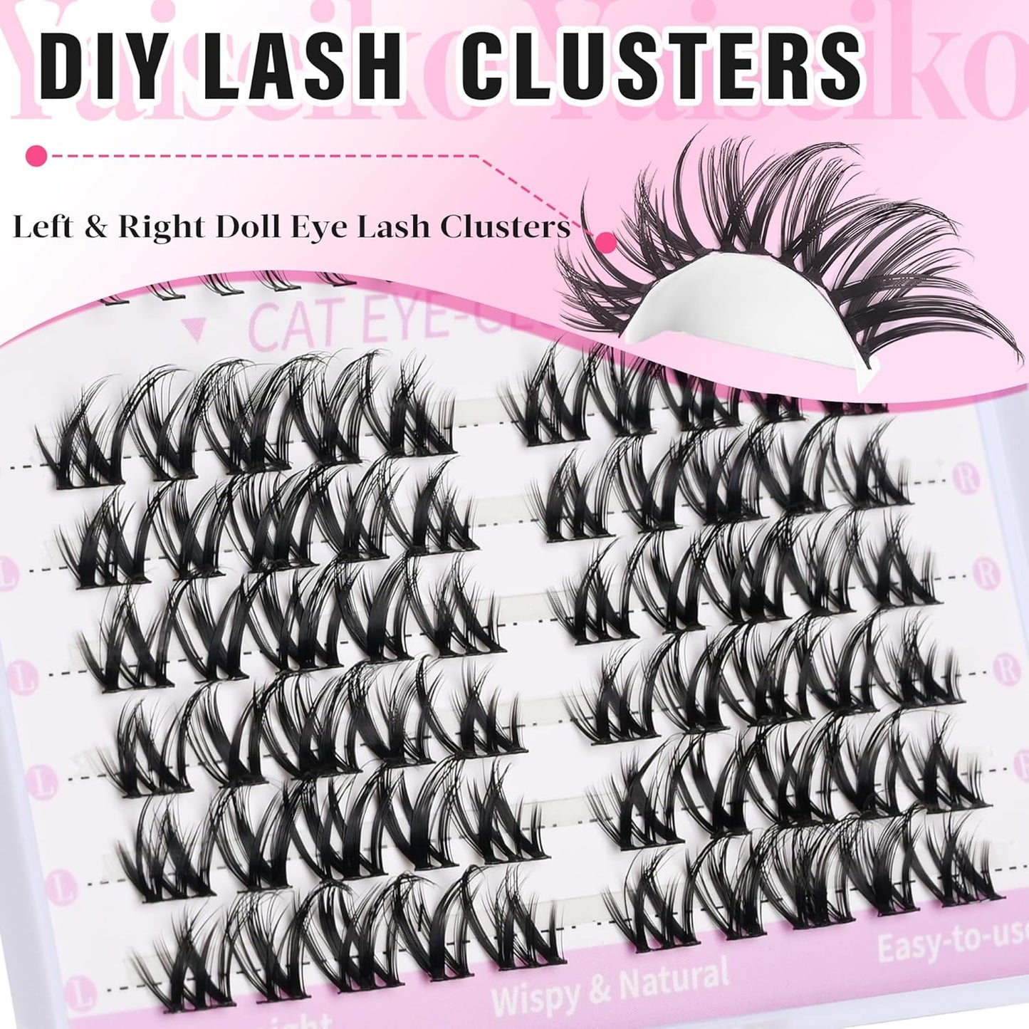 Lash Clusters With Bottom Lash Clusters Doll Eyelashes Cluster Lashes Natural Look DIY Lash Extension Lashes 118 Pcs Left&Right Cluster Eyelashes Extensions Wispy Lashes Fluffy Eyelash Clusters-FemmiqueWomen