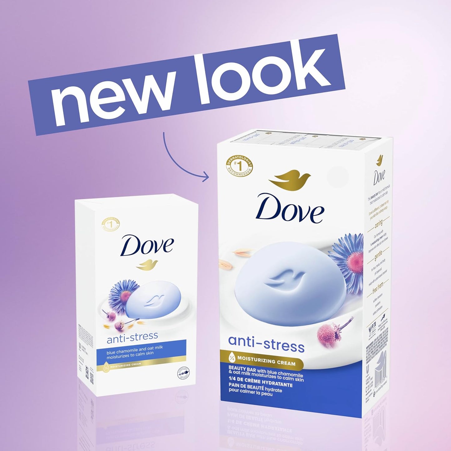 "Dove Anti-Stress Blue Chamomile And Oat Milk Moisturizes to Calm Skin Soap 106g Pack Of 6-FemmiqueWomen