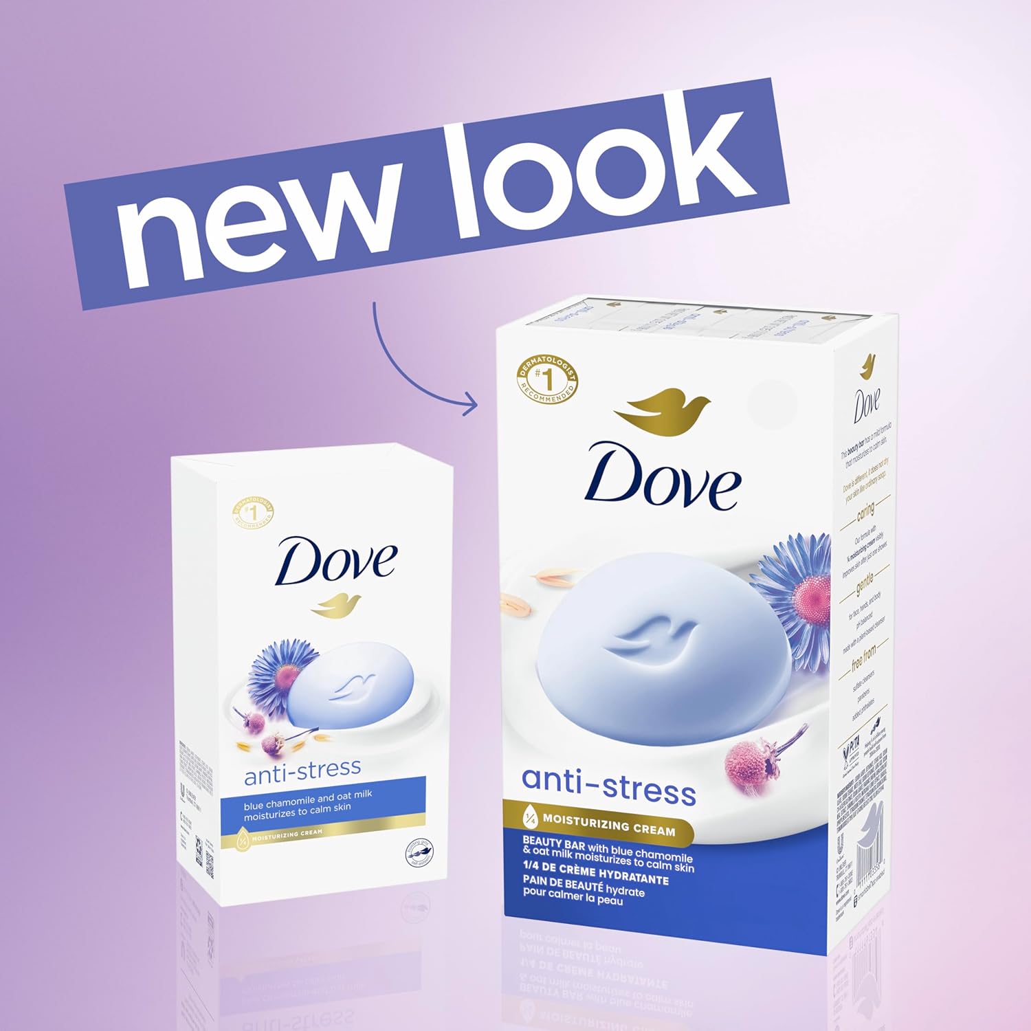 "Dove Anti-Stress Blue Chamomile And Oat Milk Moisturizes to Calm Skin Soap 106g Pack Of 6-FemmiqueWomen