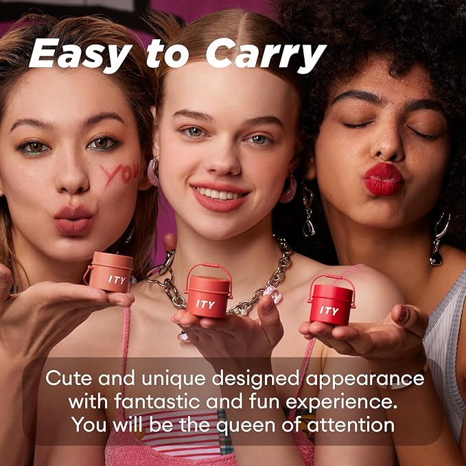 ITY Velvet Matte Finish Lip Stain-Mousse Textured Pudding Pot Lip Clay, Red Shade, Dual-Use as Lipstick and Blush, Conceals Lip Lines, Rich Pigment, 0.21 oz (6g) in Red Velvet-FemmiqueWomen