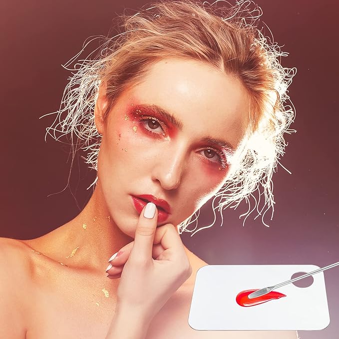 2PCS Acrylic Cosmetic Palette with 2PCS Spatula Tool,Makeup Palette Mixing Tray Apply for Foundation Eye Shadow Lipsticks Nail Art Professional Pigment Blending-FemmiqueWomen