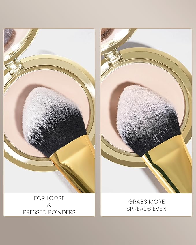 Desert Oak Series BloomFluff Powder Brush - 45mm Giant Heart-Shaped Face Brush for Setting Powder & Bronzer, Luxury Bubinga Handle (CM 196)-FemmiqueWomen