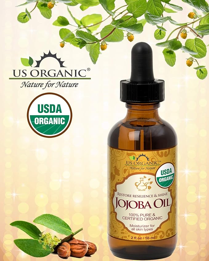 US Organic Jojoba Oil, USDA Certified Organic,100% Pure & Natural, Cold Pressed Virgin, Unrefined, Haxane Free, Sourced from Middle East directly (Small (2oz, 56ml))-FemmiqueWomen