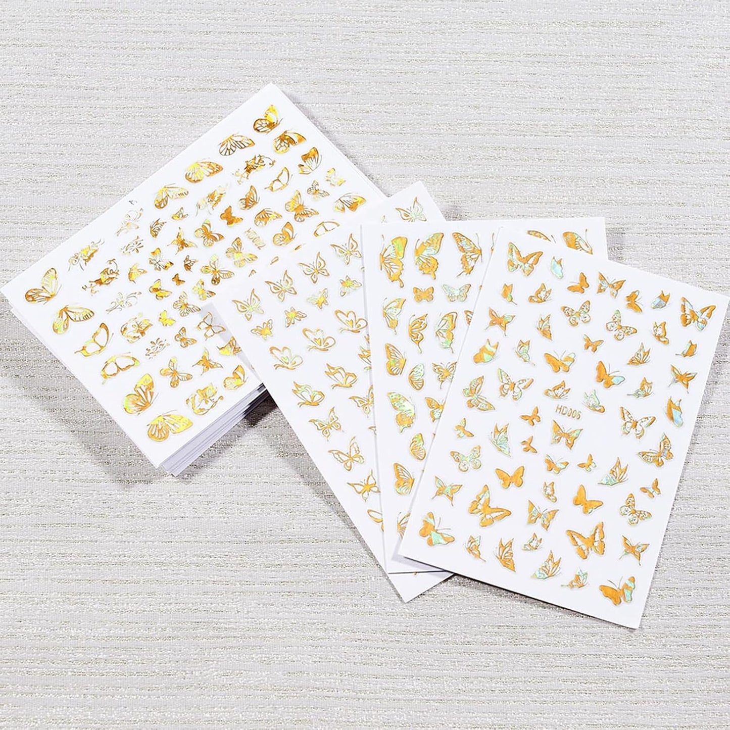 16 Sheets Butterfly Nail Art Stickers Decals 3D Self-Adhesive Gold Metallic Butterfly Nail Stickers Holographic Butterflies Design Nail Art Supplies for Women Acrylic Nail Art Decoration Accessories-FemmiqueWomen