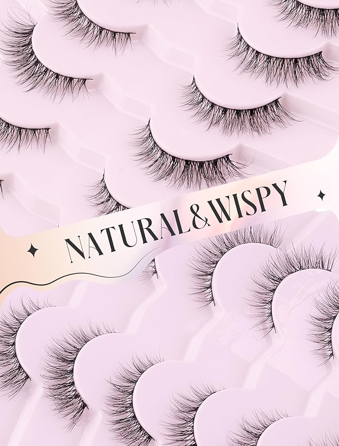 Natural Lashes Mink Natural Eyelashes False Eyelashes Natural Look False Lashes Wispy Eye Lashes Cat Eyelashes Fake Lashes UK222-FemmiqueWomen