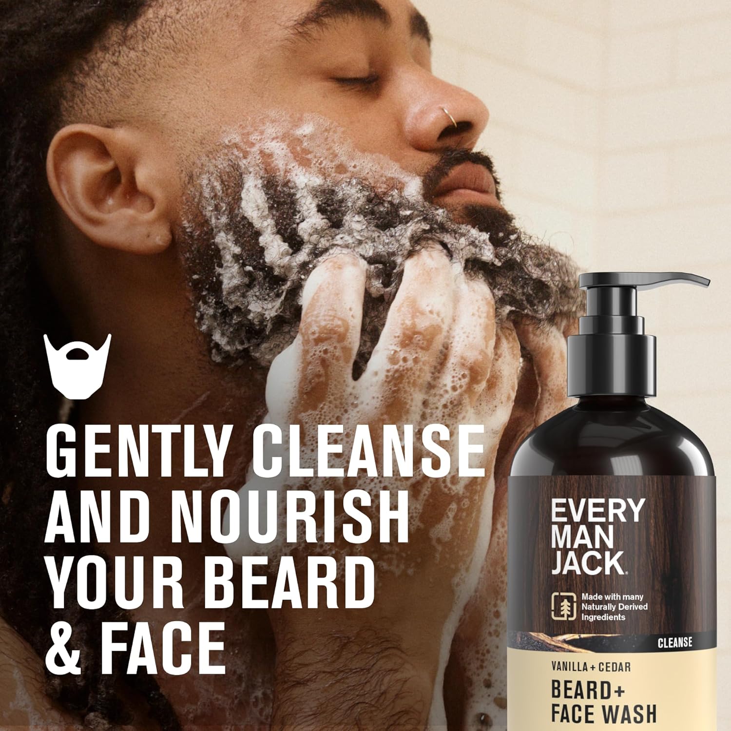 Every Man Jack Beard + Face Wash - Vanilla & Cedar Fragrance - Cleans & Softens Your Beard and Skin - Naturally Derived w/Aloe and Glycerin- 6.7 fl oz - 2 Pack-FemmiqueWomen