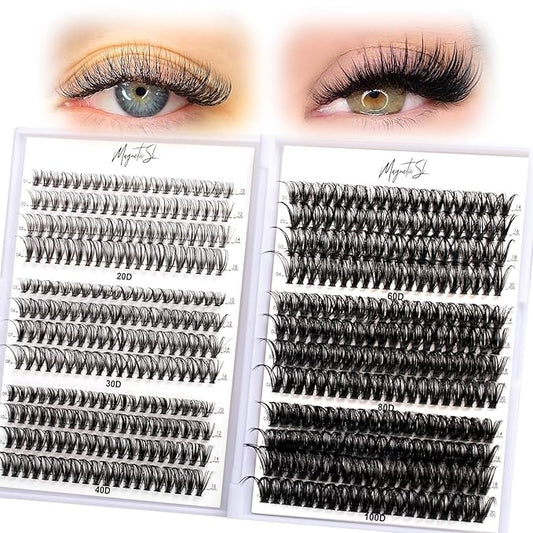 Lash Clusters 480 Clusters D Curl 10-20mm False Eyelash 60D 80D 100D Thick Eyelash Extension 20D 30D 40D Individual Eyelashes Multi-Style DIY Lash Extensions for Beginners(20D-100D-D, 10-20MIX)-FemmiqueWomen