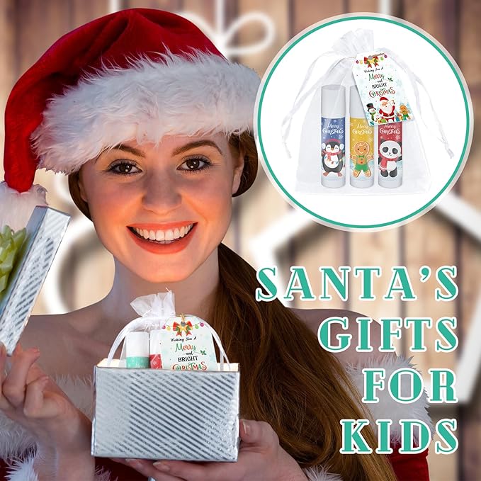 100 Pack Christmas Party Gifts Bulk Lip Balms Favors Bulk Christmas Stocking Stuffers Holiday Party Goodies Gifts Small Thank You Employee Appreciation Gifts for Women Men Coworkers Staff-FemmiqueWomen