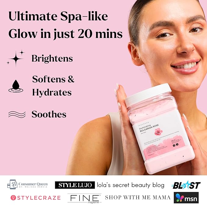 Jelly Face Mask for Facials - Bulgarian Rose Hydrating, Brightening & Nourishing Jelly Mask with Free Jade Roller & Spatula | Professional Hydrojelly Masks | Vajacial Jelly Mask Powder | 23 Oz Jar-FemmiqueWomen