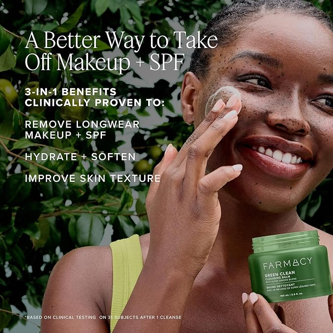 Farmacy Deep Double Cleanse Skincare Gift Set - Green Clean Makeup Remover Cleansing Balm & Whipped Foaming Face Wash for Oily Skin - Melts Away Makeup & Helps Promote Healthy Skin (2 Count)-FemmiqueWomen