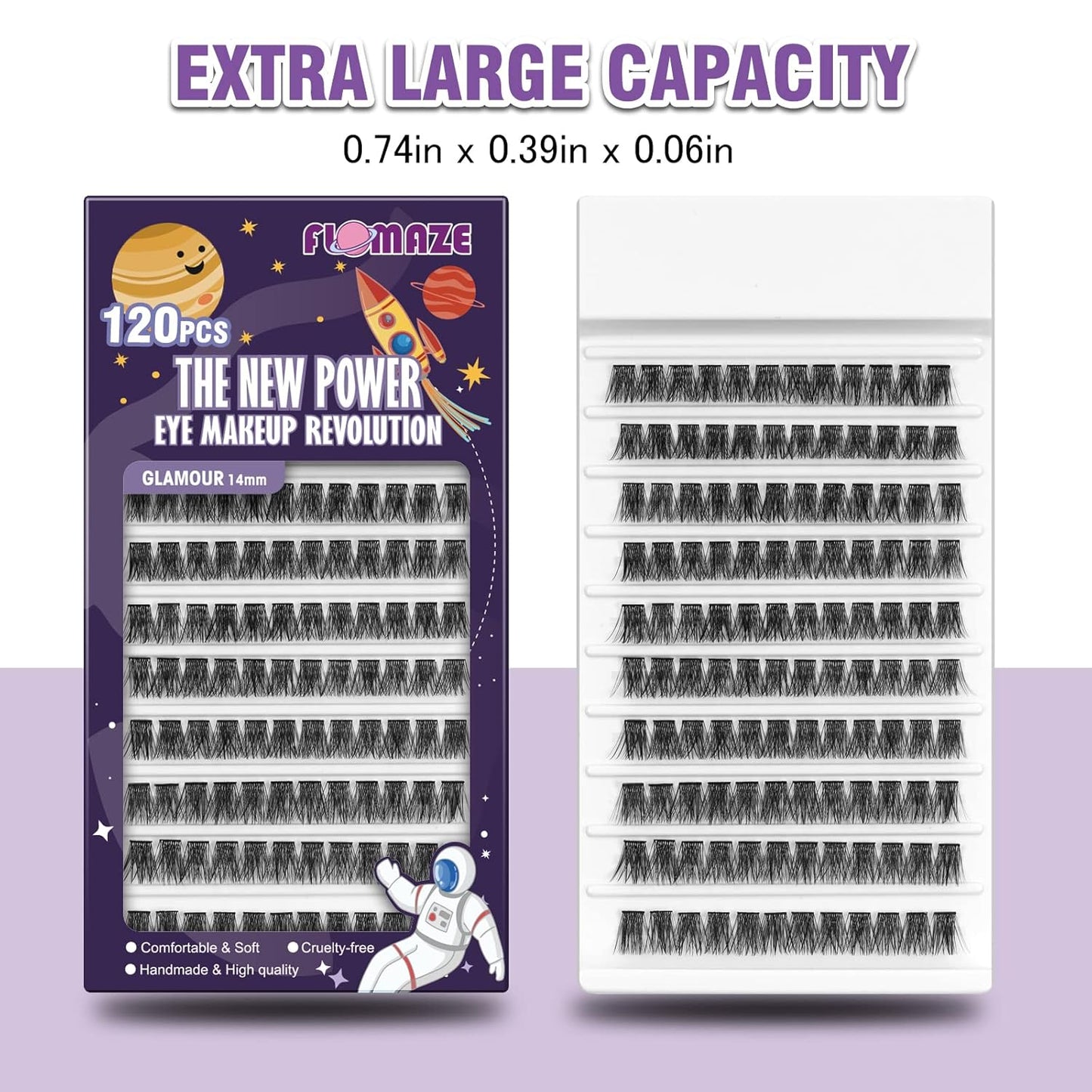 Lash Clusters 120 Clusters DIY Eyelash Extension Natural Look Lightweight Comfortable Handmade Reusable Individual Lashes False Eyelashes DIY at Home (Glamour-12mm)-FemmiqueWomen