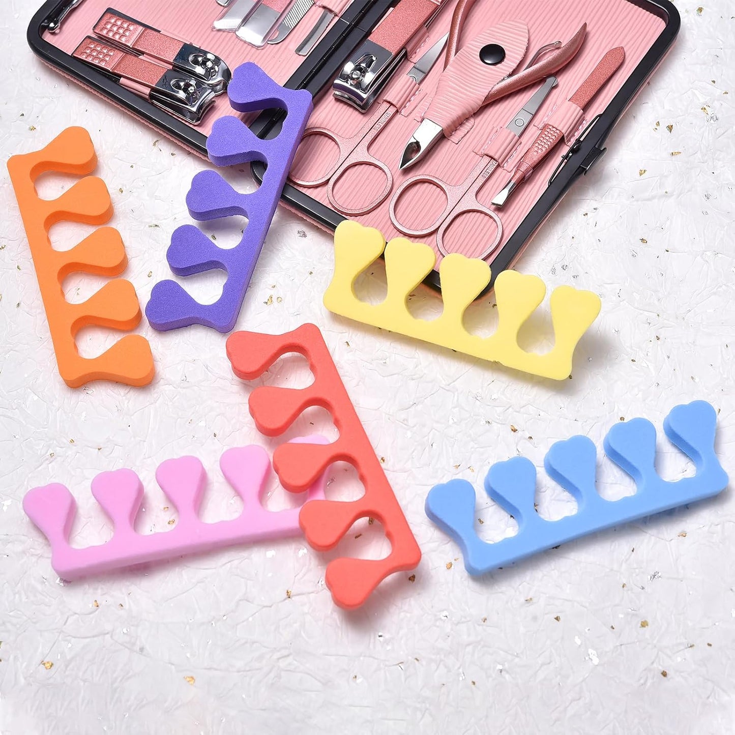 24pcs Toe Separators Set Colorful Heart Toe Separators Soft Durable Pedicure Tools for Feet Cute Design for Kids, Men and Women Spa & Pedicure & Manicure Tools-FemmiqueWomen