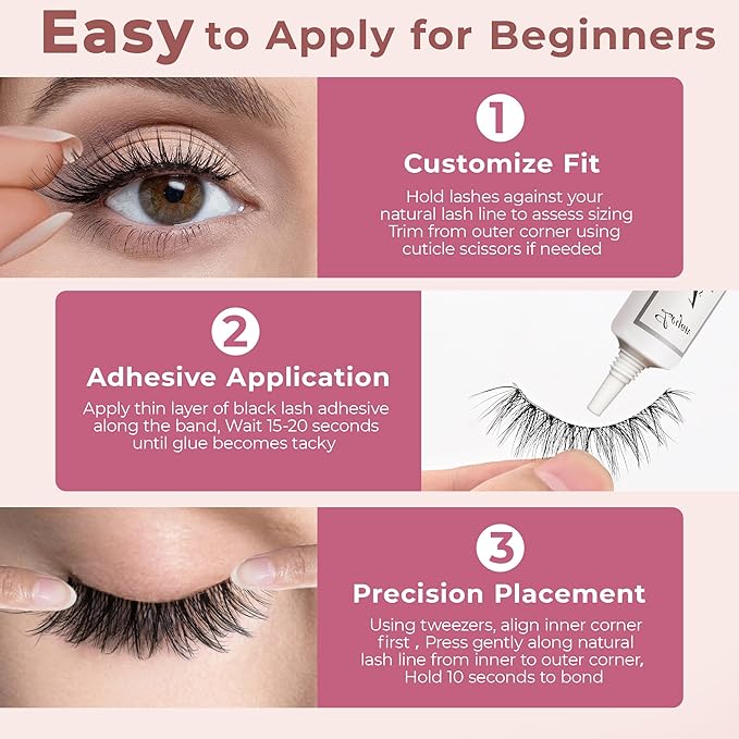 Wispy Lashes - Natural False Eyelashes Strip Lashes with Clear Band for Daily Wear 7 Pairs Cat Eye Lashes 12mm Reusable Fake Lashes That Look Like Extensions-FemmiqueWomen