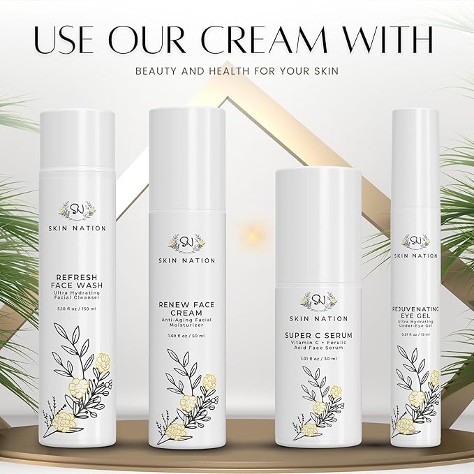 Skin Nation Super Firming Cream, Hydrating Body Lotion with Shea Butter, Glycolic Acid, Aloe Vera, Can Help Smooth Crepey Skin and Support Firmer Neck & Décolleté, 4 oz-FemmiqueWomen