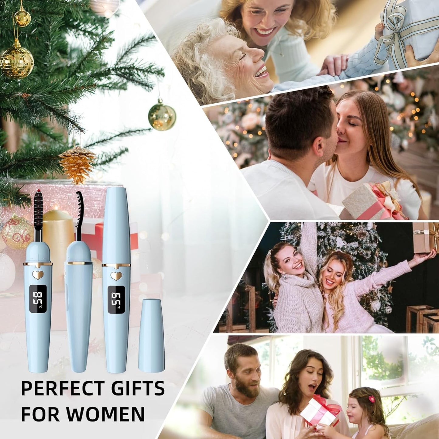 ZAPAL Heated Eyelash Curler, S600 Rechargeable Heated lash Curler, Intelligent Power Off Electric Eyelash Curler Heated Quickly 24 Hs Lasting Natural Makeup for Woman (Air Blue/Gold, X8-132mm)-FemmiqueWomen