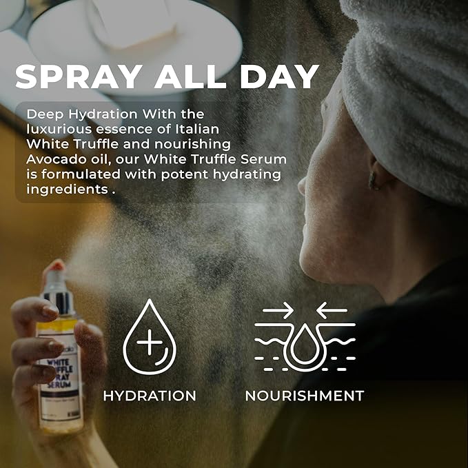 Italian White Truffle Spray Serum - Vegan Skin Care - Face Mist Hydrating Spray with Avocado & White Truffles - Face Serum for Radiant Skin - 3.38 Fl Oz-FemmiqueWomen