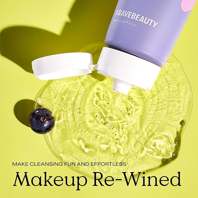 KraveBeauty Double Cleanse Duo, Makeup Re-Wined + Matcha Hemp Cleanser, Gentle Makeup Remover & Hydrating Cleanser, Hydrates and Preps Skin, Vegan & Cruelty Free, 3.38 fl oz 4.05 fl oz-FemmiqueWomen
